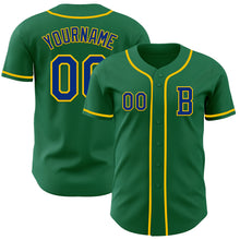 Загрузить изображение в средство просмотра галереи, Custom Kelly Green Royal-Yellow Authentic Baseball Jersey