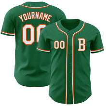 Загрузить изображение в средство просмотра галереи, Custom Kelly Green White-Orange Authentic Baseball Jersey