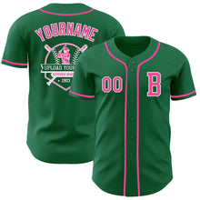 Загрузить изображение в средство просмотра галереи, Custom Kelly Green Pink-White Authentic Baseball Jersey