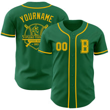 Загрузить изображение в средство просмотра галереи, Custom Kelly Green Gold Authentic Baseball Jersey