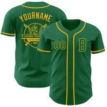 Загрузить изображение в средство просмотра галереи, Custom Kelly Green Gold Authentic Baseball Jersey