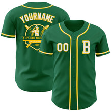 Загрузить изображение в средство просмотра галереи, Custom Kelly Green White-Yellow Authentic Baseball Jersey