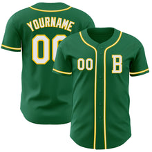 Загрузить изображение в средство просмотра галереи, Custom Kelly Green White-Yellow Authentic Baseball Jersey