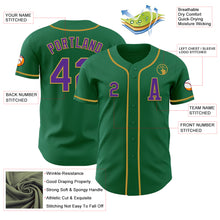 Загрузить изображение в средство просмотра галереи, Custom Kelly Green Purple-Old Gold Authentic Baseball Jersey