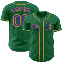 Загрузить изображение в средство просмотра галереи, Custom Kelly Green Purple-Old Gold Authentic Baseball Jersey