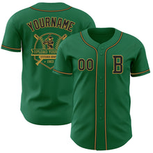 Загрузить изображение в средство просмотра галереи, Custom Kelly Green Black-Old Gold Authentic Baseball Jersey