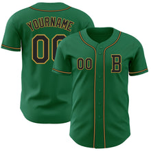 Загрузить изображение в средство просмотра галереи, Custom Kelly Green Black-Old Gold Authentic Baseball Jersey