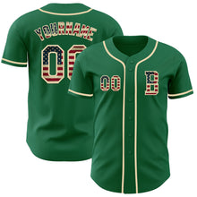 Загрузить изображение в средство просмотра галереи, Custom Kelly Green Vintage USA Flag-Cream Authentic Baseball Jersey