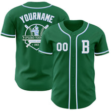 Загрузить изображение в средство просмотра галереи, Custom Kelly Green White-Light Blue Authentic Baseball Jersey