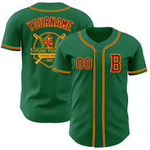 Загрузить изображение в средство просмотра галереи, Custom Kelly Green Red-Gold Authentic Baseball Jersey