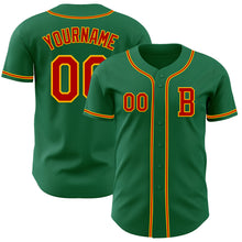 Загрузить изображение в средство просмотра галереи, Custom Kelly Green Red-Gold Authentic Baseball Jersey