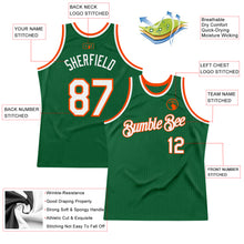 Laden Sie das Bild in den Galerie-Viewer, Custom Kelly Green White-Orange Authentic Throwback Basketball Jersey