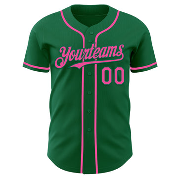 Custom Kelly Green Pink Authentic Baseball Jersey