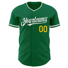 Загрузить изображение в средство просмотра галереи, Custom Kelly Green White-Yellow Authentic Baseball Jersey