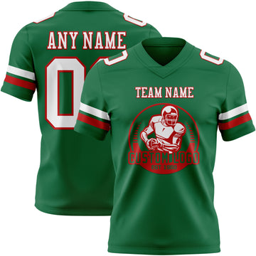 Custom Kelly Green White-Red Authentic Football Jersey