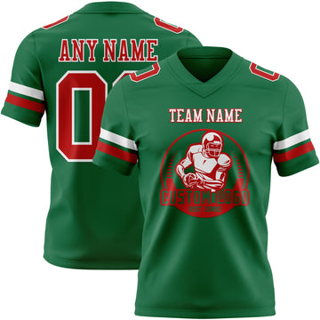 Custom Kelly Green Red-White Authentic Football Jersey
