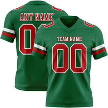 Load image into Gallery viewer, Custom Kelly Green Red-White Authentic Football Jersey