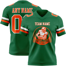 Load image into Gallery viewer, Custom Kelly Green Orange-White Authentic Football Jersey