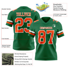 Load image into Gallery viewer, Custom Kelly Green Orange-White Authentic Football Jersey