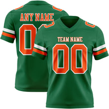 Load image into Gallery viewer, Custom Kelly Green Orange-White Authentic Football Jersey