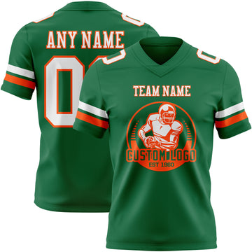 Custom Kelly Green White-Orange Authentic Football Jersey
