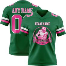 Загрузить изображение в средство просмотра галереи, Custom Kelly Green Pink-White Authentic Football Jersey