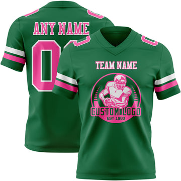 Custom Kelly Green Pink-White Authentic Football Jersey