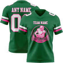 Загрузить изображение в средство просмотра галереи, Custom Kelly Green White-Pink Authentic Football Jersey