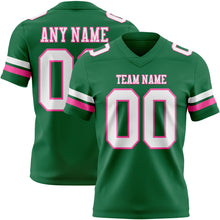 Загрузить изображение в средство просмотра галереи, Custom Kelly Green White-Pink Authentic Football Jersey