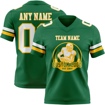 Custom Kelly Green White-Gold Authentic Football Jersey