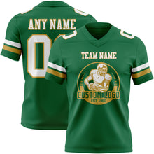 Загрузить изображение в средство просмотра галереи, Custom Kelly Green White-Old Gold Authentic Football Jersey