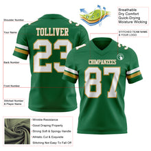 Загрузить изображение в средство просмотра галереи, Custom Kelly Green White-Old Gold Authentic Football Jersey