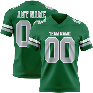 Custom Kelly Green Gray-White Authentic Football Jersey