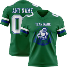 Загрузить изображение в средство просмотра галереи, Custom Kelly Green White-Royal Authentic Football Jersey