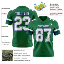 Загрузить изображение в средство просмотра галереи, Custom Kelly Green White-Royal Authentic Football Jersey