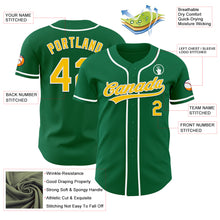 Load image into Gallery viewer, Custom Kelly Green Yellow-White Authentic Baseball Jersey