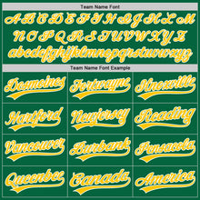 Load image into Gallery viewer, Custom Kelly Green Yellow-White Authentic Baseball Jersey