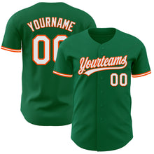 Load image into Gallery viewer, Custom Kelly Green White-Orange Authentic Baseball Jersey