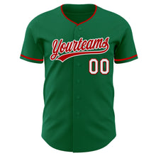 Load image into Gallery viewer, Custom Kelly Green Red-White Authentic Baseball Jersey