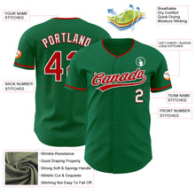 Load image into Gallery viewer, Custom Kelly Green Red-White Authentic Baseball Jersey