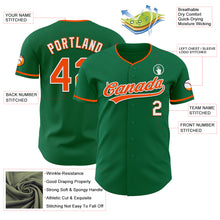 Load image into Gallery viewer, Custom Kelly Green Orange-White Authentic Baseball Jersey
