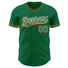 Load image into Gallery viewer, Custom Kelly Green White-Orange Authentic Baseball Jersey