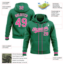 Load image into Gallery viewer, Custom Stitched Kelly Green Pink-White Baseball Pullover Sweatshirt Hoodie