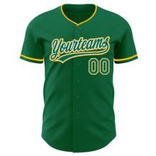 Load image into Gallery viewer, Custom Kelly Green White-Gold Authentic Baseball Jersey