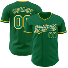 Load image into Gallery viewer, Custom Kelly Green White-Gold Authentic Baseball Jersey
