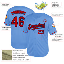 Load image into Gallery viewer, Custom Light Blue Red-Navy Mesh Authentic Throwback Baseball Jersey