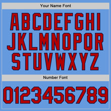 Load image into Gallery viewer, Custom Light Blue Red-Navy Mesh Authentic Throwback Baseball Jersey