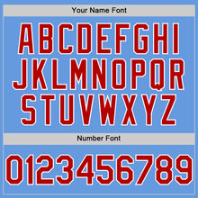 Load image into Gallery viewer, Custom Light Blue Red-White Mesh Authentic Throwback Baseball Jersey