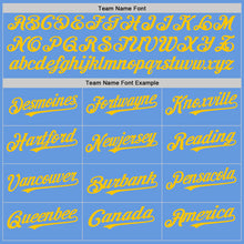 Load image into Gallery viewer, Custom Light Blue Yellow Mesh Authentic Throwback Baseball Jersey