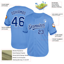 Load image into Gallery viewer, Custom Light Blue Royal-White Mesh Authentic Throwback Baseball Jersey